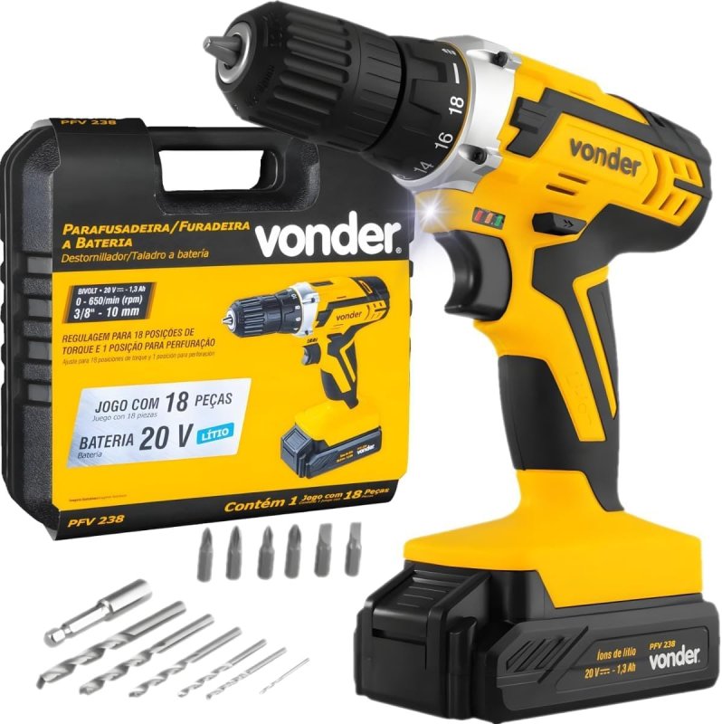 Parafusadeira/Furadeira a Bateria Vonder 20V