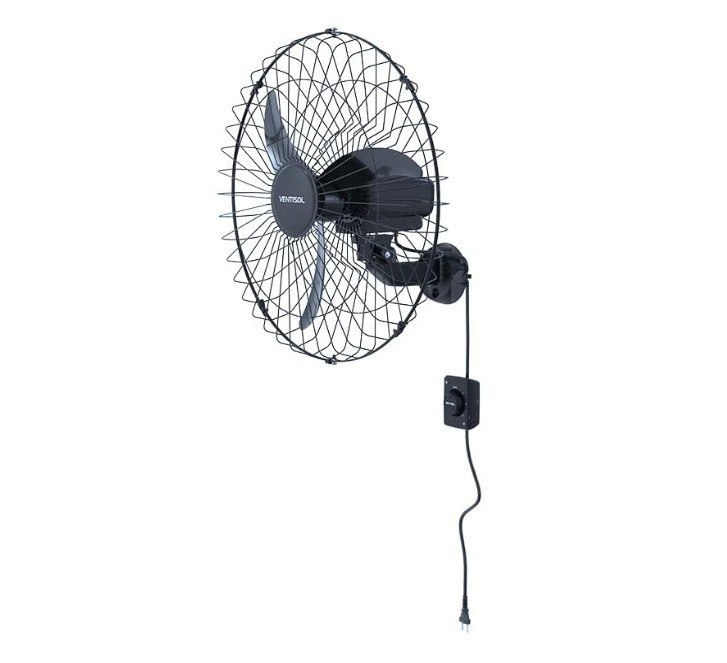 Ventisol Ventilador de Parede Oscilante, Steel, Preto/Prata, 50cm, Bivolt
