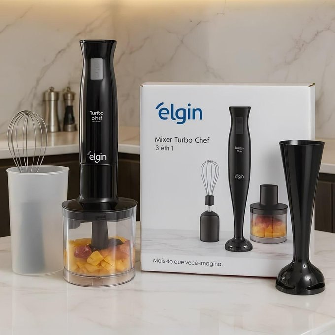 Mixer Turbo Chef Elgin 3 Em 1 200w 127V Preto + Frete Grátis