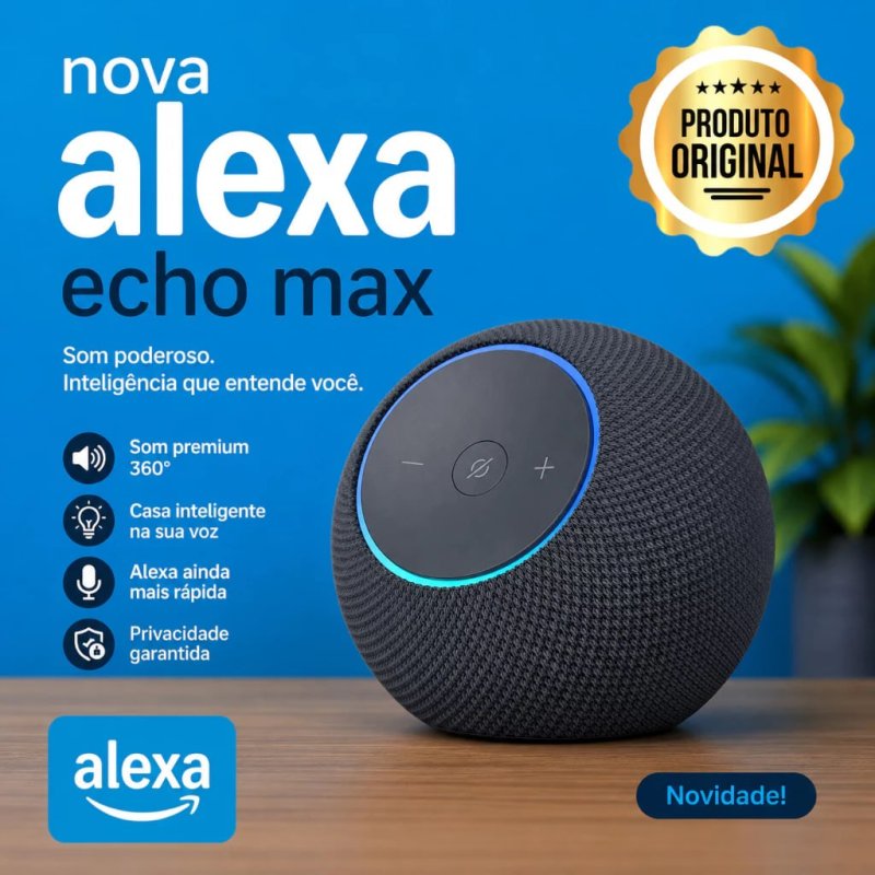 Echo Dot Max Alexa Smart Speaker Som Envolvente Hub Casa Inteligente