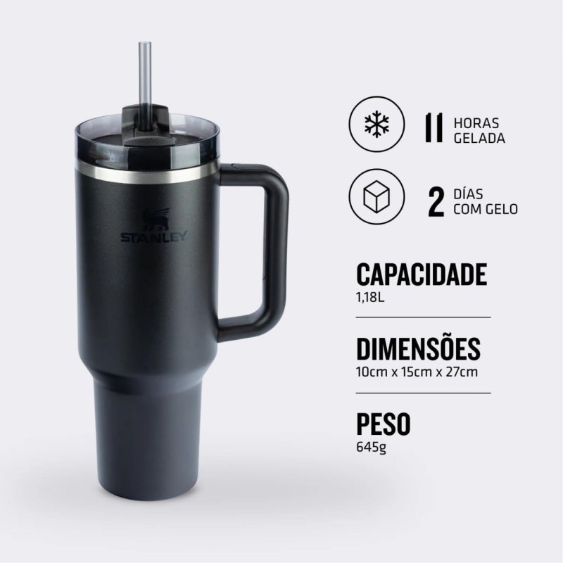 Stanley Copo Quencher H2.0 FlowState 887ml - Aço Inoxidável - Preto