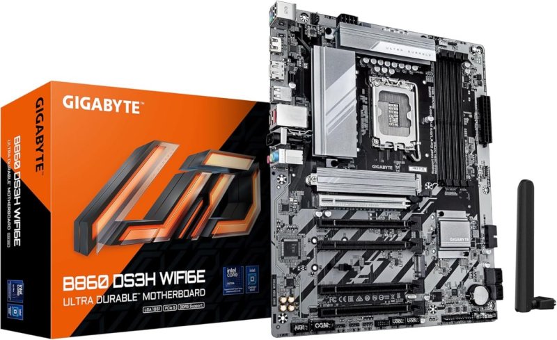 Placa Mãe Gigabyte B860 DS3H WIFI6E (LGA 1851/4xDDR5/HDMI/DP/M.2/USB 3.2)