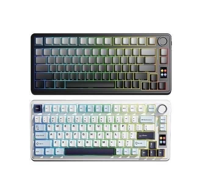 Teclado Mecânico Sem Fio AULA S75Pro 75% com iluminação RGB, tela TFT