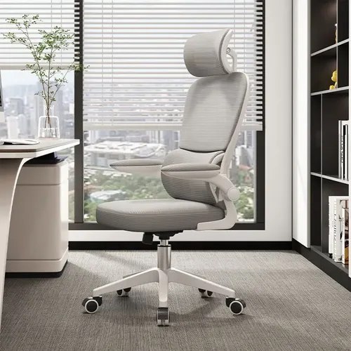 Cadeira Escritório Ergonômica Python Fly Cor Cinza Com Supor Cinza Malha