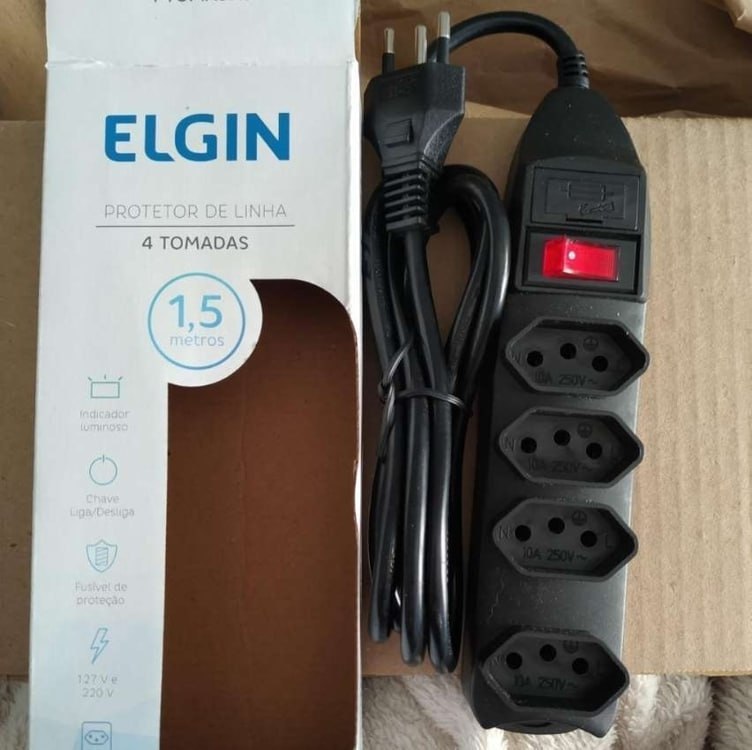 Filtro de Linha 4 Tomadas Elgin 2P+T 10A Preto Bivolt