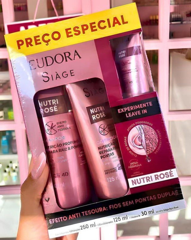 Kit Eudora Siage Nutri Rose Shampoo 250ml + Condicionador 125ml + Leave in 30ml