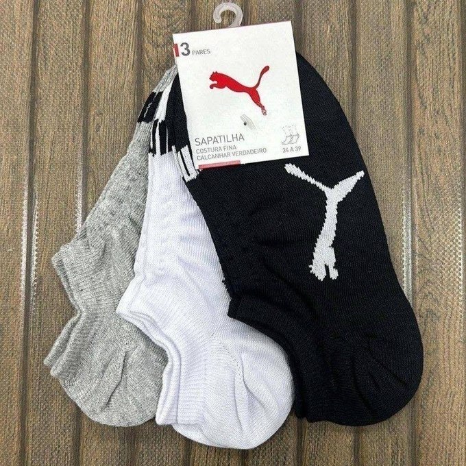 Kit com 6 Pares Meias Puma Sapatilha Soquete + Frete Grátis