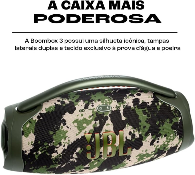 JBL Boombox 3 - Bluetooth À Prova D'água e Poeira - Camuflada