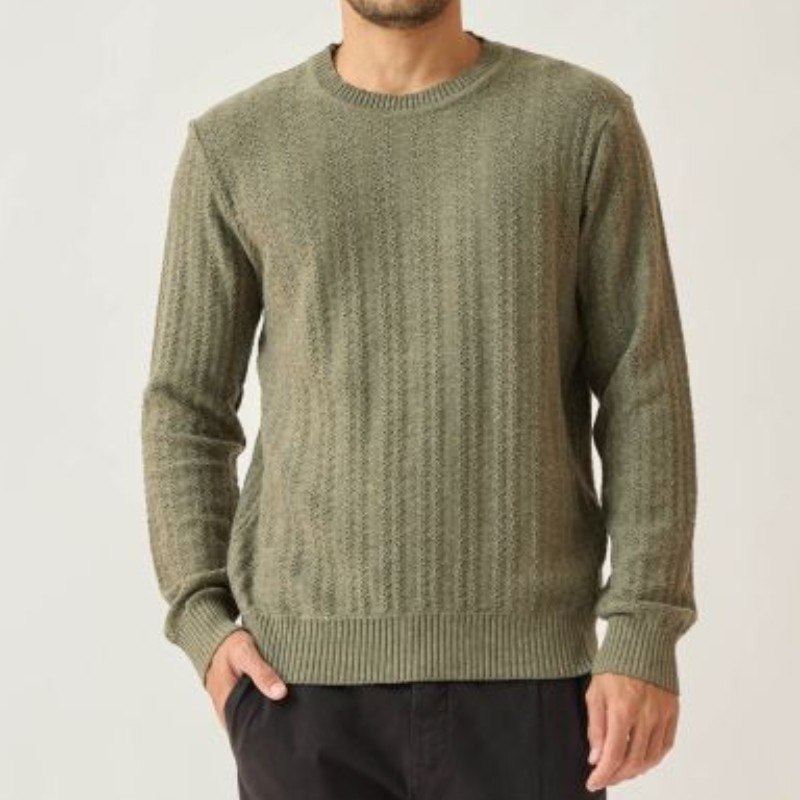 Suéter Masculino Texturizado De Tricot Turim Opus Verde Gg
