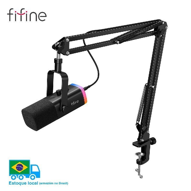 Fifine Kit Braço + Microfone USB RGB Fifine AM8T AM8 com suporte articulado