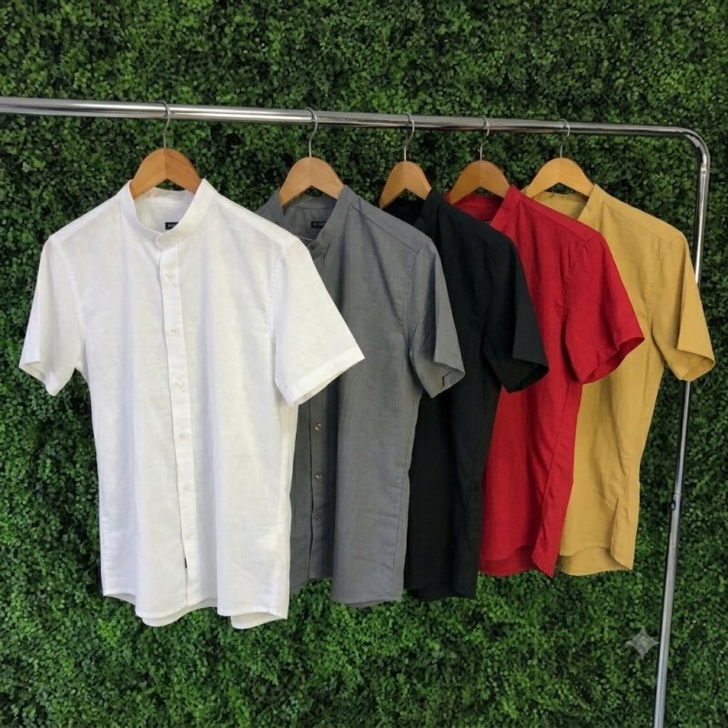 Camisa Manga Curta Gola Padre Masculina Festa Trabalho