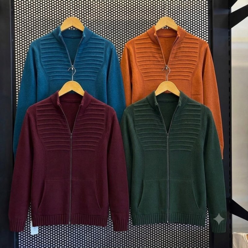 Jaqueta Masculina Blusa De Frio Malha Grossa Ziper E Bolso