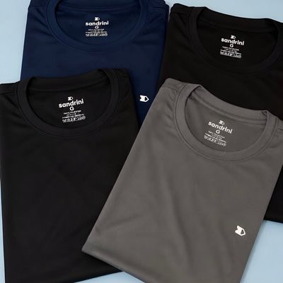 Kit 8 Camisas Sandrini Dry-Fit Masculina Caminhada Academia