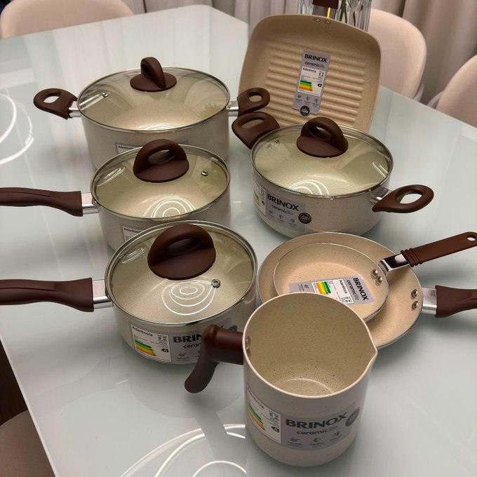 Conjunto de Panelas 8 Peças Ceramic Life Smart Plus Vanilla - Brinox