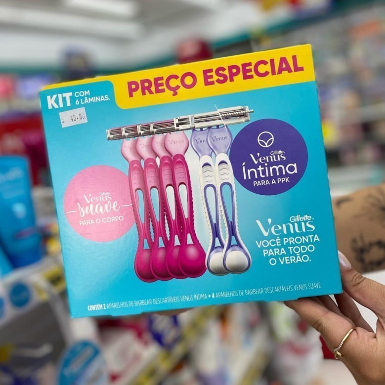 Kit Aparelho de Depilação Gillette Venus Suave 4Un + Venus Íntima 2Un
