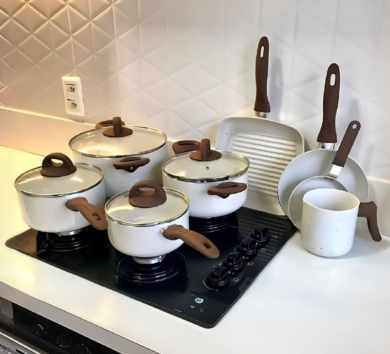 Conj de Panelas 8 Peças Ceramic Life Smart Plus Vanilla - Brinox