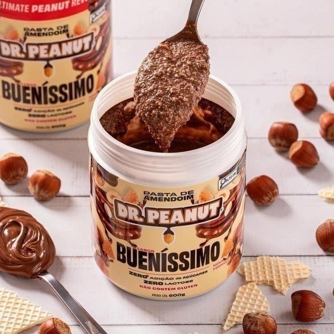 Pasta de Amendoim com Whey Protein 600g Dr. Peanut Sabor Bueníssimo Sem Glúten