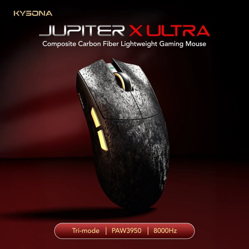 Mouse Sem Fio KYSONA Jupiter X Ultra 3950 54L15, Fibra de Carbono