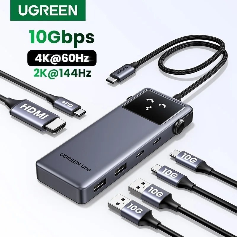 Hub Ugreen 5 em 1, 10Gbps, 2K 144hz, 4K 60hz