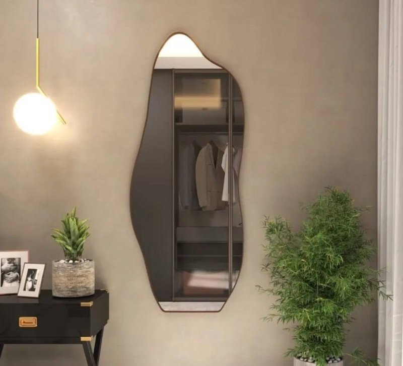 Espelho 100x50 Orgânico Corpo Inteiro Grande Moldura Caramelo