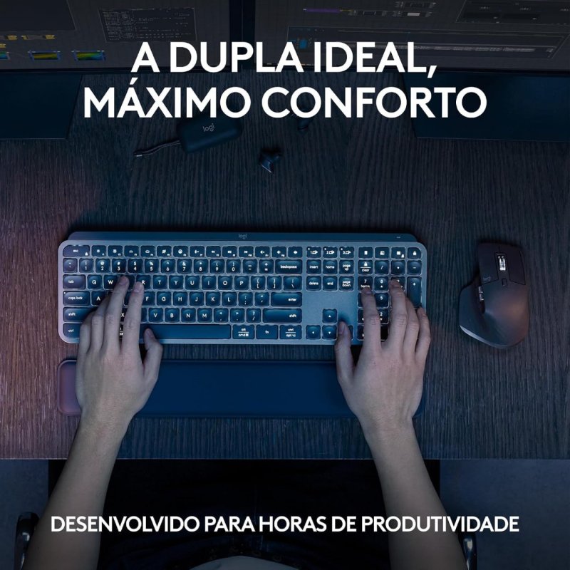 Logitech MX Keys S - Teclado e Mouse Sem Fio - Bluetooth - Grafite