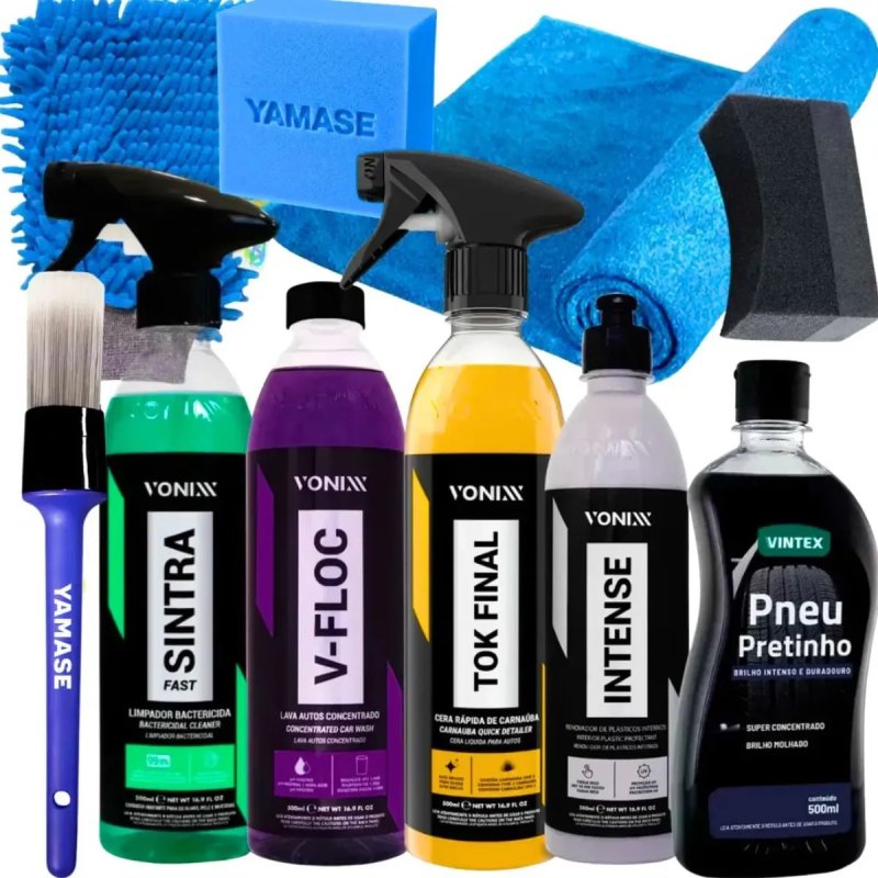 Kit Lavagem Automotiva Vonixx (Shampoo, Cera, Sintra, Tok Final e Intense)