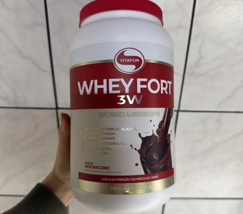 Whey Fort 3W Vitafor Proteína em Pó Sabor Chocolate - Pote de 900g