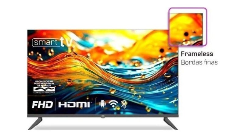 Smart Tv Hq 43" Full HD tela sem bordas Android 12 design Slim HQS43NKHM