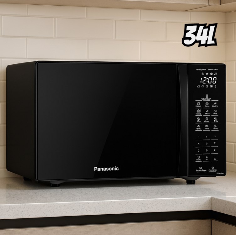 Microondas Panasonic Nn-st66nbru Black Glass 34L Dupla Refeição