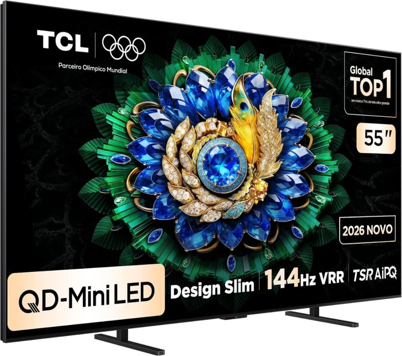 Smart TV TCL 55 Polegadas QLED Mini LED 4K A400M WiFi Bluetooth Google TV HDR10+ 144 Hz VRR 55A400M