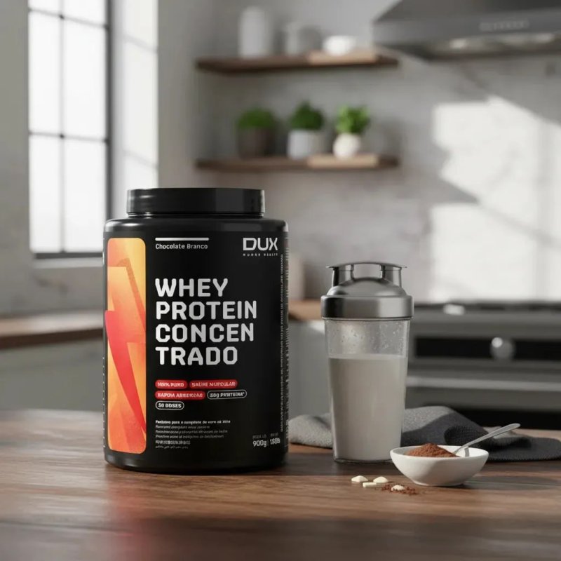 Whey Protein Concentrado DUX Nutrition 900g – Chocolate Branco