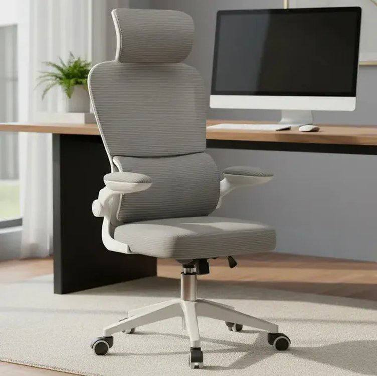 Cadeira Escritório Ergonômica Python Fly B07 Cinza Com Suporte Lombar