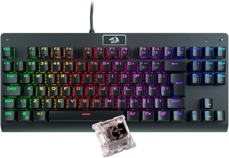 Redragon Dark Avenger K568-2 RGB - Switch Brown - Teclado Mecânico Gamer Com Fio