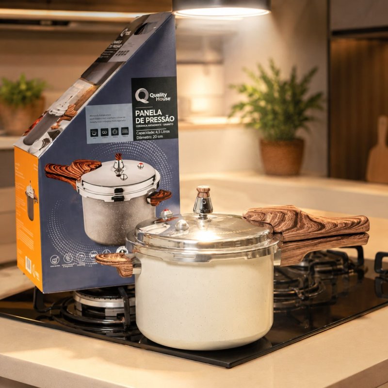 Panela De Pressão Revestimento Cerâmico 4,2l Quality House