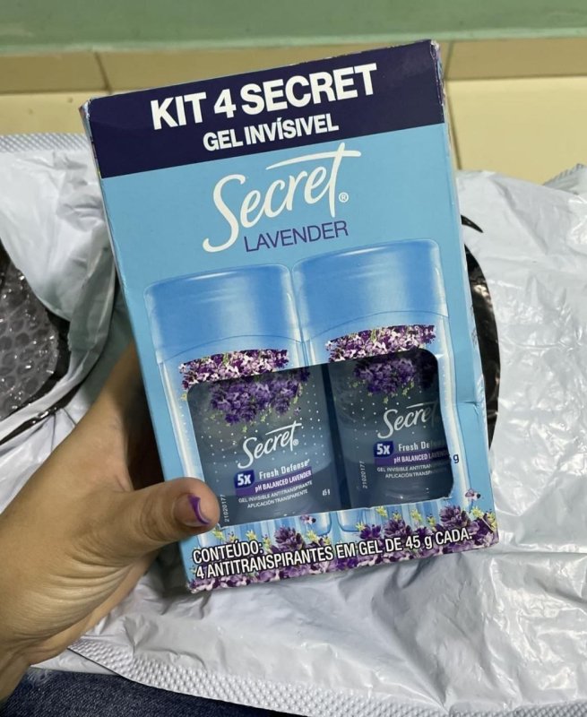 Secret Kit Desodorante em Gel Invisível Antitranspirante Lavanda com 4 Unidades 45g