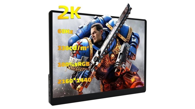 Monitor Portátil ZSUS 2K de 14 Polegadas (2160×1440) 60Hz Para Laptop, XBox, PS4/5, Switch, Caixa de TV, Celular e PC