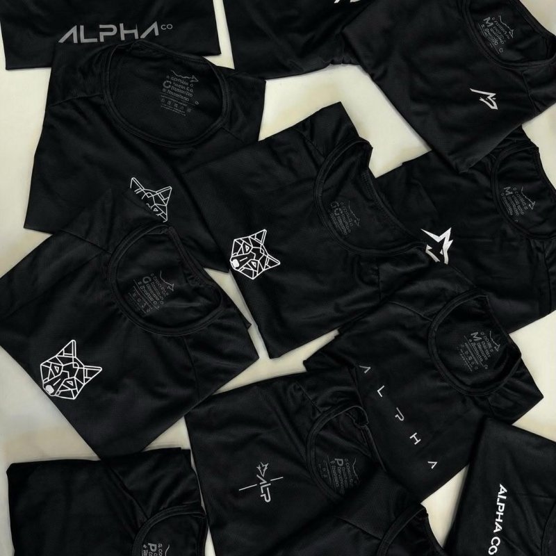Kit 5 Camisetas Dry All Black Alpha