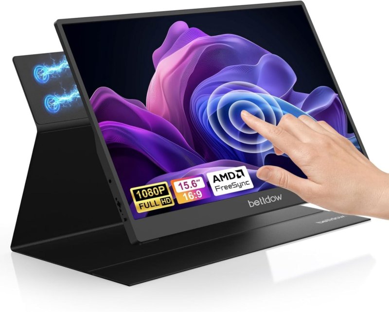 Bettdow Monitor Portatil Touchscreen 15,6'', FHD 1080P
