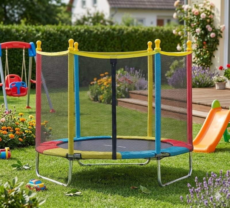 Cama Elástica Trampolim JustFun de 1,40 m para Crianças Colorida + Frete Grátis