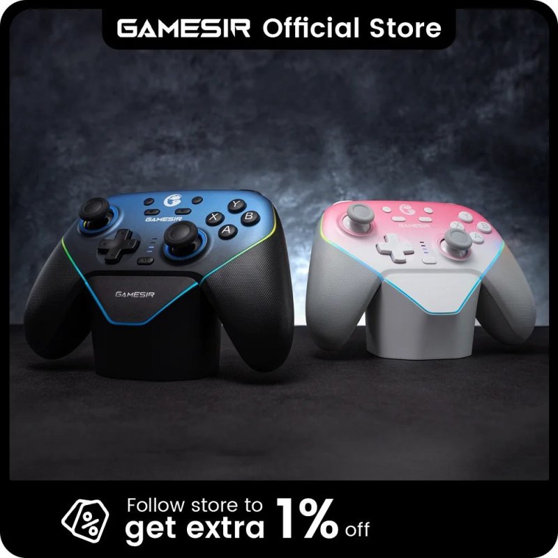 Controle Com Dock e Sem Fio Gamesir SuperNova Hall Effect (ROSA E PRETO)
