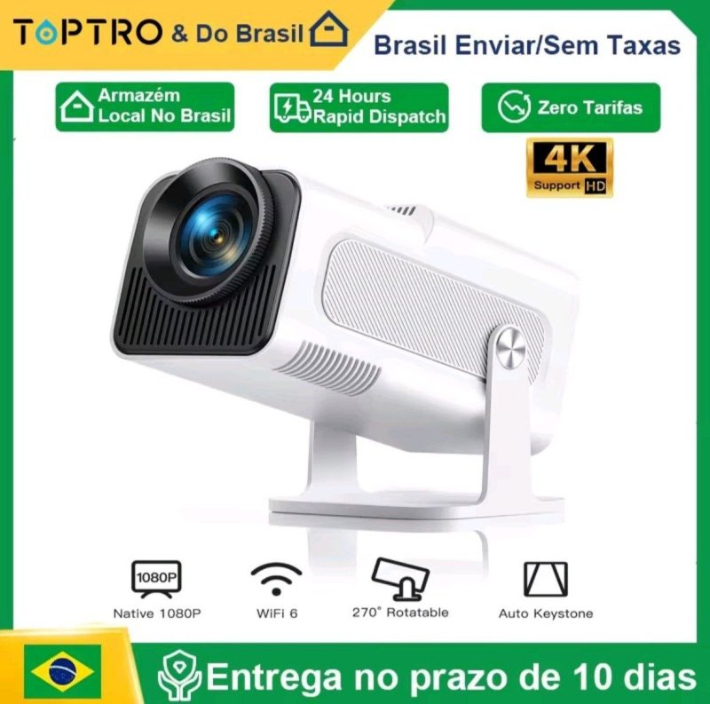 Mini Projetor Portátil 4K Suporte 20000 Lumens Full HD 1080P Nativo 270