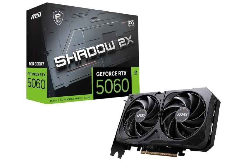 Placa de Video MSI RTX 5060 Shadow 2X OC, 8GB, GDDR7-912-V537-037