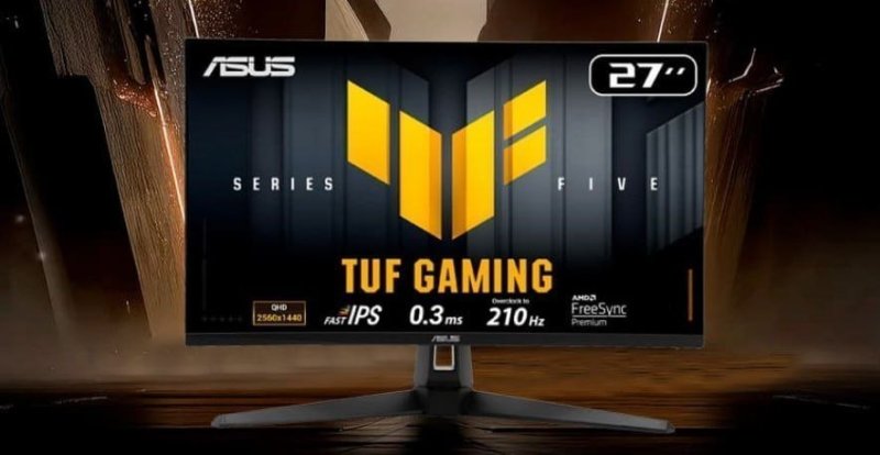 Monitor Gamer ASUS TUF 27", QHD, 210Hz, 0.3ms, IPS, G-Sync Comp, FreeSync Premium, Ajuste de ângulo, Som Integrado