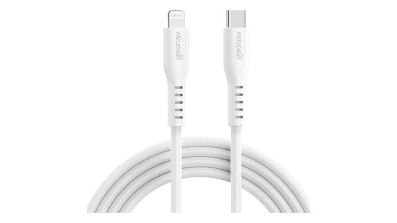 Geonav Cabo de Silicone USB-C para Lightning, carregamento até 38W, Silicone resistente, 1,5m, ESLICSWT, Branco
