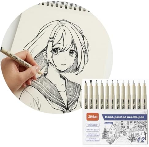 Kit 12 Canetas Nanquim Profissionais, Pontas 0.2 a 3.0mm, para Desenho, Ilustração, Mangá, Lettering e Caligrafia