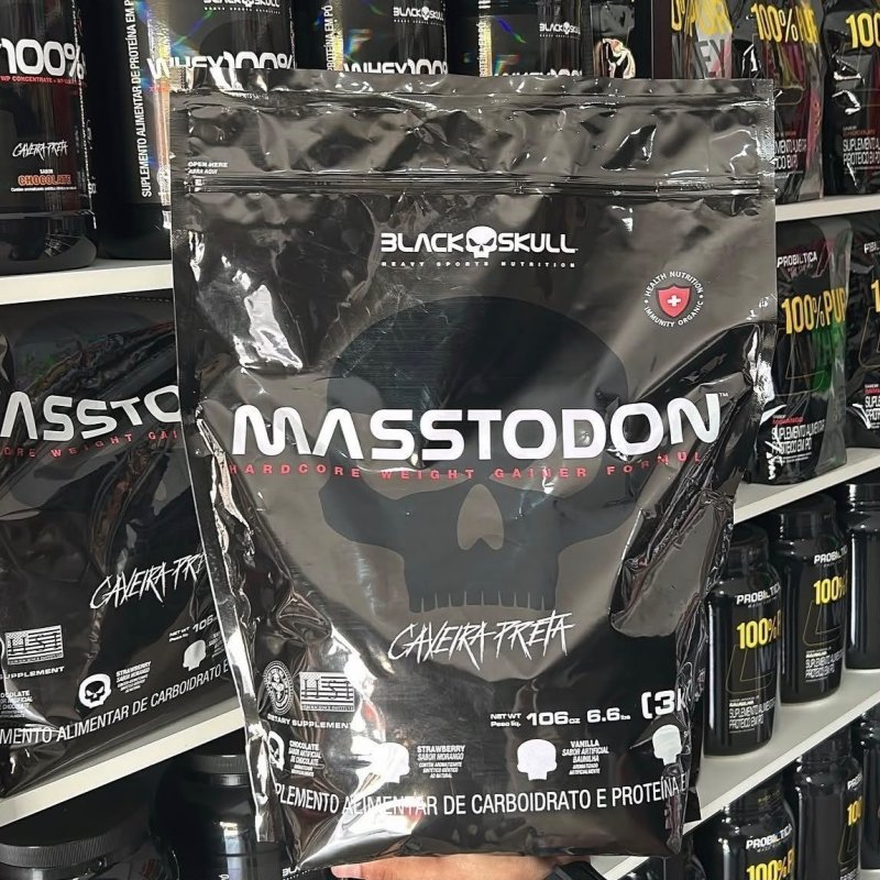 Hipercalórico Masstodon Massa 3kg Black Skull Sabor Chocolate