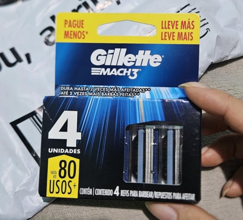 Gillette Mach3, Carga para Aparelho de Barbear com 3 Lâminas 4 Unidades