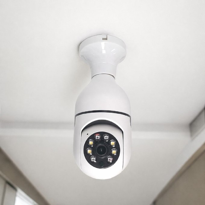 Câmera Lâmpada de Segurança IP WiFi Com Visão Noturna Interna Externa 360º