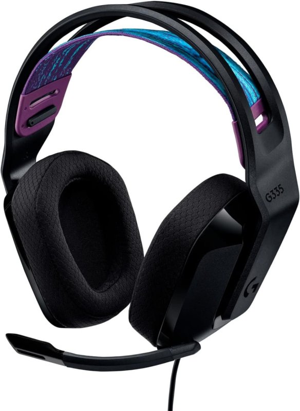 Logitech G335 - Headset Gamer - Almofadas Memória - Conexão 3,5mm - Preto