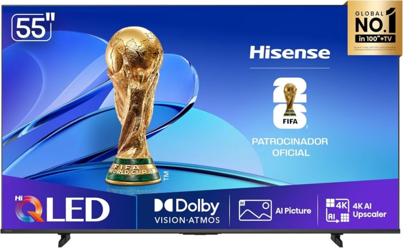 Hisense Smart TV UHD 4K Hi-QLED 55" - HDR10+, Dolby Atmos e Game Mode